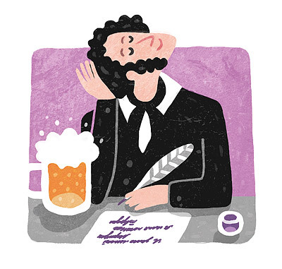 Пушкин пьет пиво