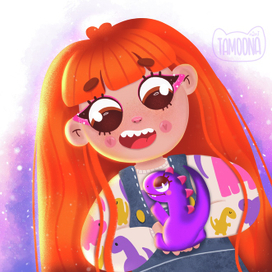 Встреча девочки и маленького динозавра