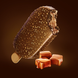 Мороженое с кунжутом и карамелью