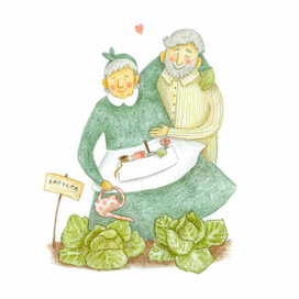 Бабушка рядышком с дедушкой