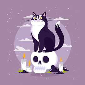 Halloween illustration. Vampire cat. Vector illustration for Freepik