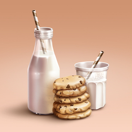 Молоко с печеньем