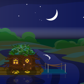 Хатка бобров ночью