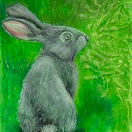 Постер для детской комнаты Заяц пастелью