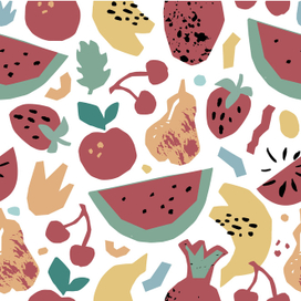 Летний паттерн с фруктами и ягодами