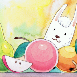 Лама и яблоки