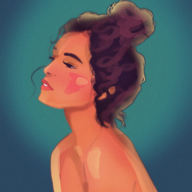 Девушка на синем фоне 