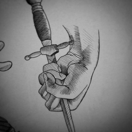 рука с ножичком 