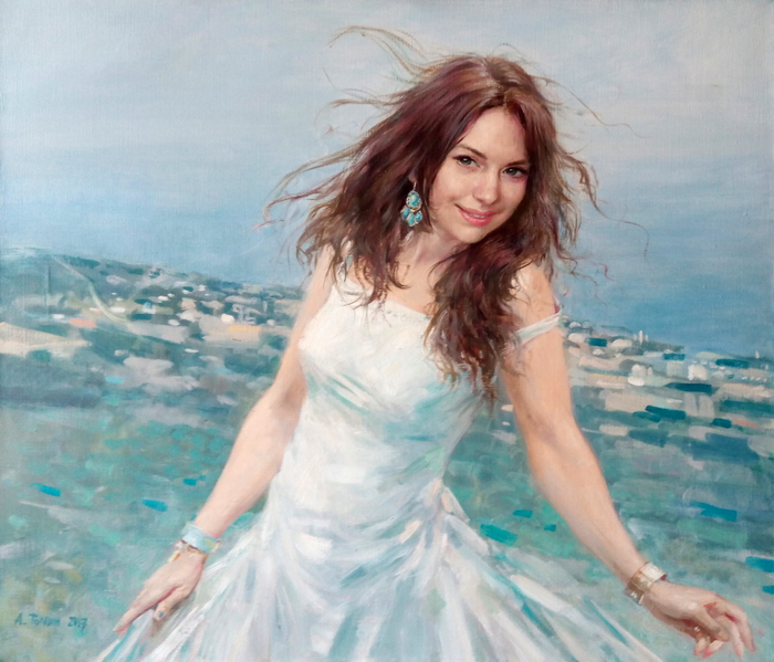 Портрет девушки маслом