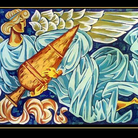 "Эос" бумага, акрил, 68х39 см, 2016г.  Серия "Мифы и легенды древней Греции".