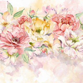 коллаж из акварельных цветов