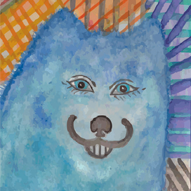 Самоед,который смотрит и улыбается