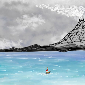 Маленький кораблик в океане