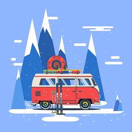 Иллюстрация к новому году, на тему путешествий