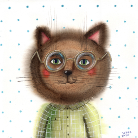 кот в очках