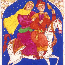 СЕРИЯ"ТЫСЯЧА И ОДНА НОЧЬ"бумага, офорт, акварель, 10x7, 1995