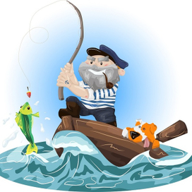 Иллюстрация рыбака в лодке