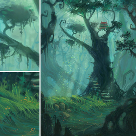 Серия иллюстраций для тетрадей "Фентези пейзажи"