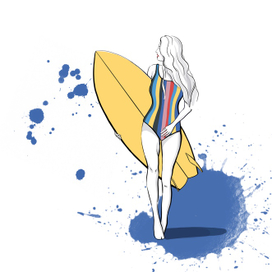 Девушка с серфом