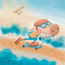 Поросёнок на самокате 