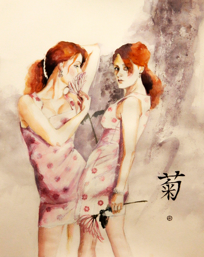 "Автопортрет с хризантемой"(2)