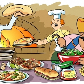 Луиджи и Ортега на кухне