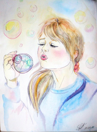 Девочка с мыльными пузырями