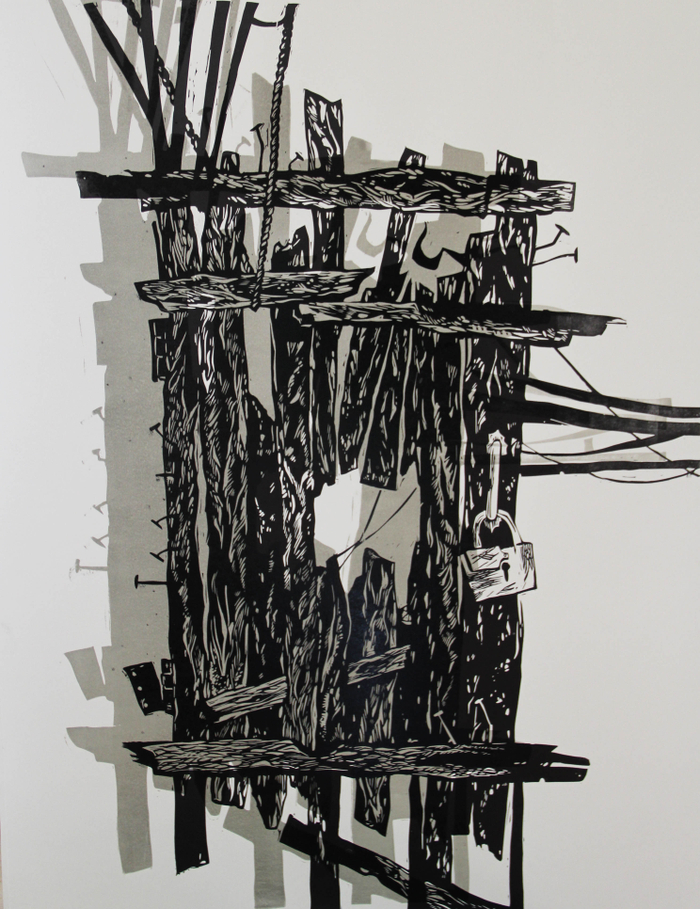 Серия линогравюр "Декорации" лист "Двери"