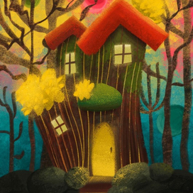 Сказочный домик. Книжная детская иллюстрация. 