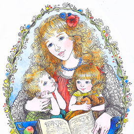 Мама с детьми.