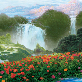 Пейзаж с водопадом