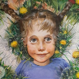 Ксюша в одуванчиках.