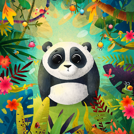 Панда в джунглях