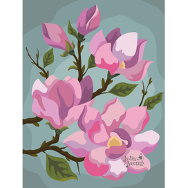 Раскраска по номерам. Магнолия