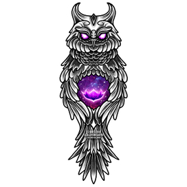 Эскиз тату сова. Филин. Сова с волшебным цветком, сова с лотосом, сова с цветами, эскиз татуировки. Owl tattoo sketch, tattoo flash. Owl with flowers. Owl with magic flower. Lotus. Neotraditional, neotrad. Violet, lilac. Fairy, space. Неотрад, неотрадишнл. Графика. Космос. Лотос. Лиловый, сиреневый, фиолетовый. Neotraditional. Black&Gray. Graphic. SUR_MIND ART. SUR MIND ART. Lebedyanskaya Stanislava. Лебедянская Станислава