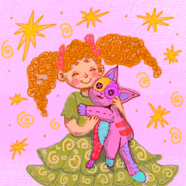 девочка и кот