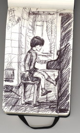 Эскиз обложки к автобиографической графической новелле "ПИАНИСТ"