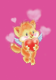 Котёнок-ангелок для валентинки