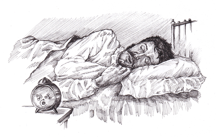 - Вставай, будильник уже звонит!   - ....Скажи, что я потом перезвоню...Иллюстрация для рекламы акции пива в социальных сетях ТМ Velkopopovicky Kozel (Велкопоповицкий Козел)