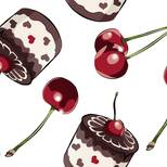 Бордюр.Вишня и пироженое.