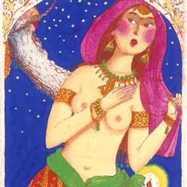 СЕРИЯ"ТЫСЯЧА И ОДНА НОЧЬ"бумага, офорт, акварель, 10x7, 1995