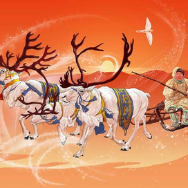 иллюстрация к энецкой сказке "Коши и Пасали"