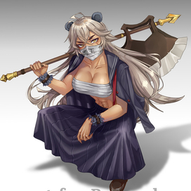 Schoolgirl with an axe