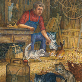 Замечательная история, которая случилась с котенком Пушком на Новый Год.Иллюстрация ,к сказке Саши Кругосветова