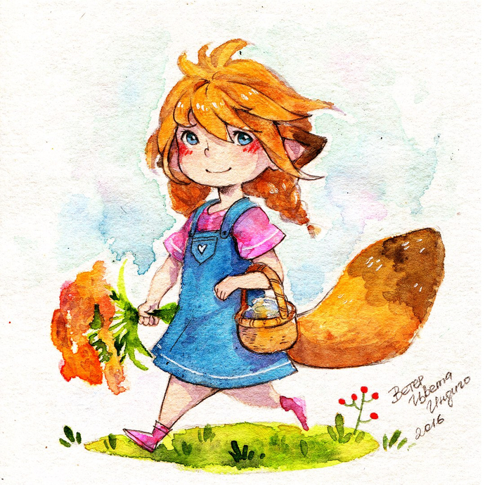 Лисичка с цветами