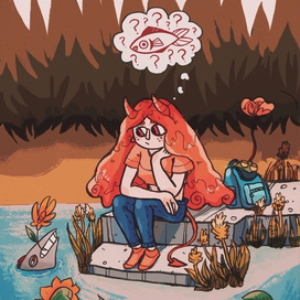 Девочка и рыбы