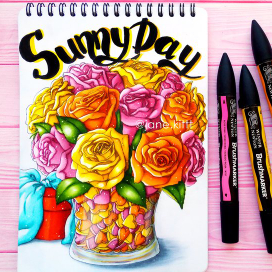 Летний букет роз 