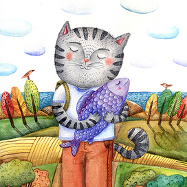 Кот с рыбкой