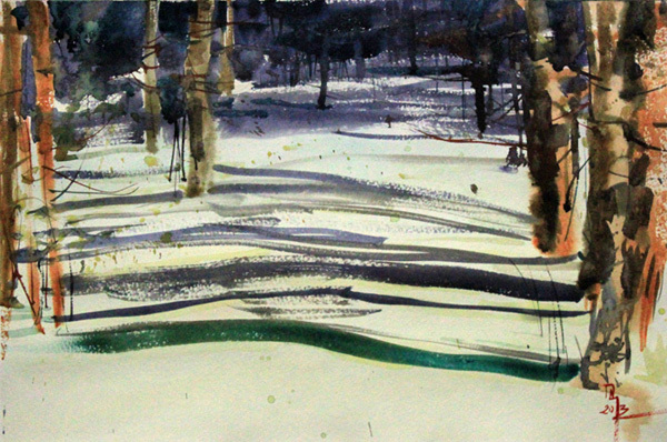 тени на снегу