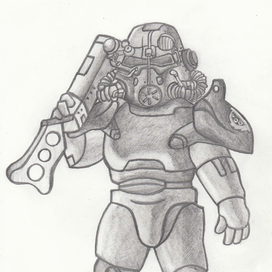 Солдат "Братства стали" в силовой броне Т-45